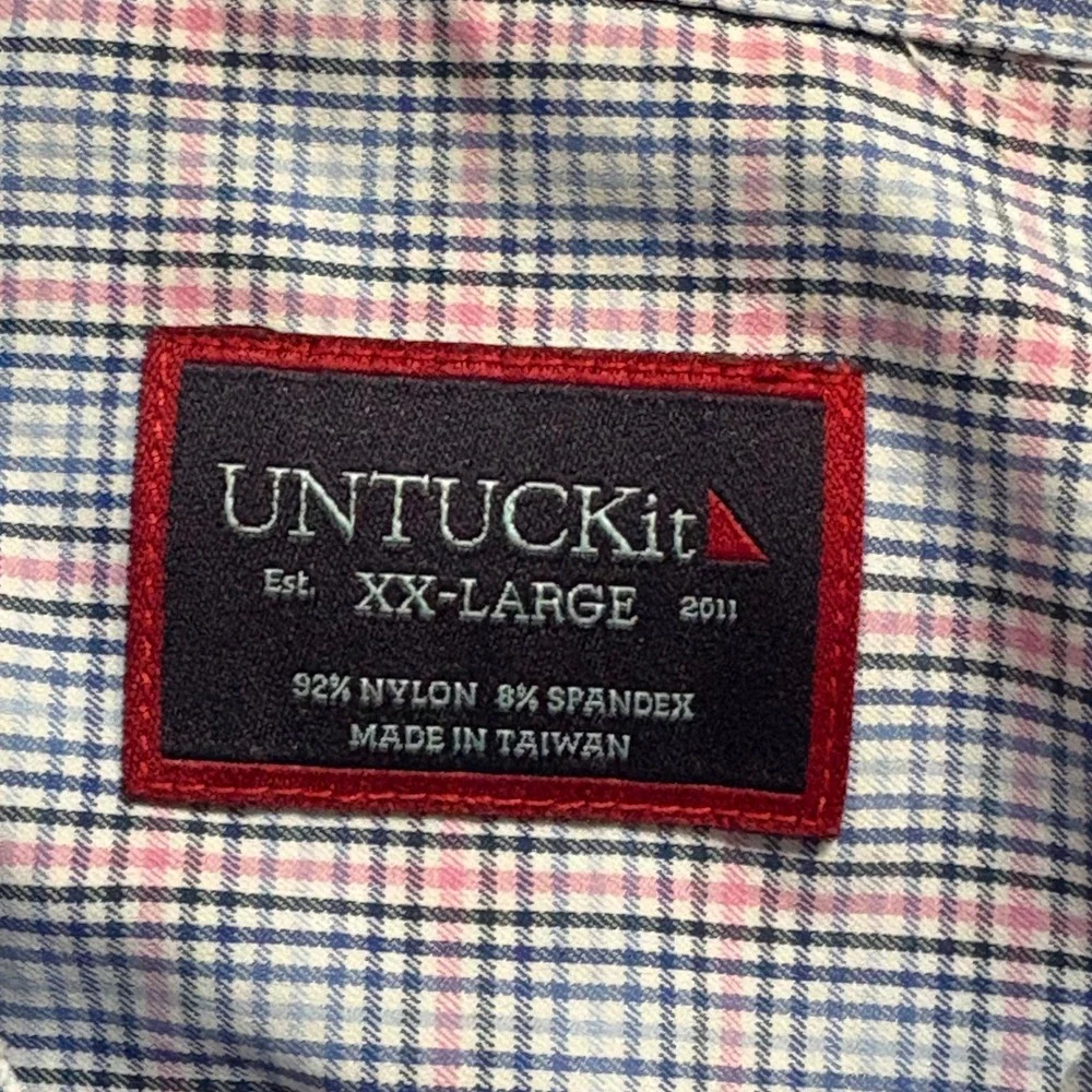 UNTUCKit XXL Plaid Shirt Mens Buehler 33987 Regular Fit‎ Blue Pink Long Sleeve